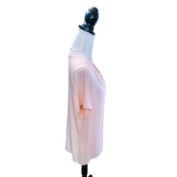 Liz Claiborne Pale Peach Short Sleeve Casual Top with Knot in Front in Size L… - Picture 2 of 4